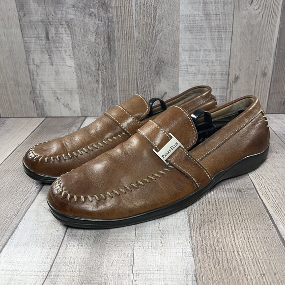 Perry Ellis Portfolio Men's Stanford Loafers Leather Shoes Brown Size 9 PP8509D - Picture 1 of 15